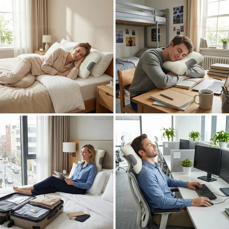 1PC Neck Relief Pillow for Better Sleep Cervical Support Orthopedic Soybean Fiber Massage Pillow Ideal for Home SPA Travel Comfort