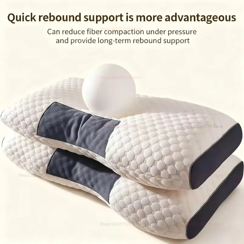 1PC Neck Relief Pillow for Better Sleep Cervical Support Orthopedic Soybean Fiber Massage Pillow Ideal for Home SPA Travel Comfort