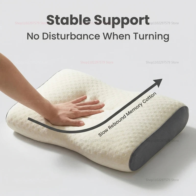 1PC Neck Relief Pillow for Better Sleep Cervical Support Orthopedic Soybean Fiber Massage Pillow Ideal for Home SPA Travel Comfort