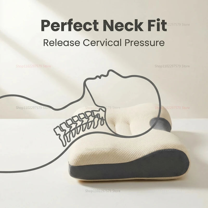 1PC Neck Relief Pillow for Better Sleep Cervical Support Orthopedic Soybean Fiber Massage Pillow Ideal for Home SPA Travel Comfort
